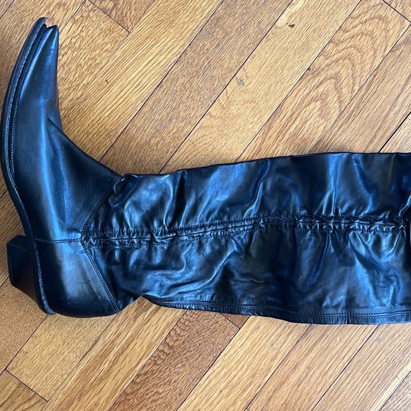 Tall Italian Leather Pointy Boots Woman Size40 Italy  (US 10) Narrow - Picture 4 of 11